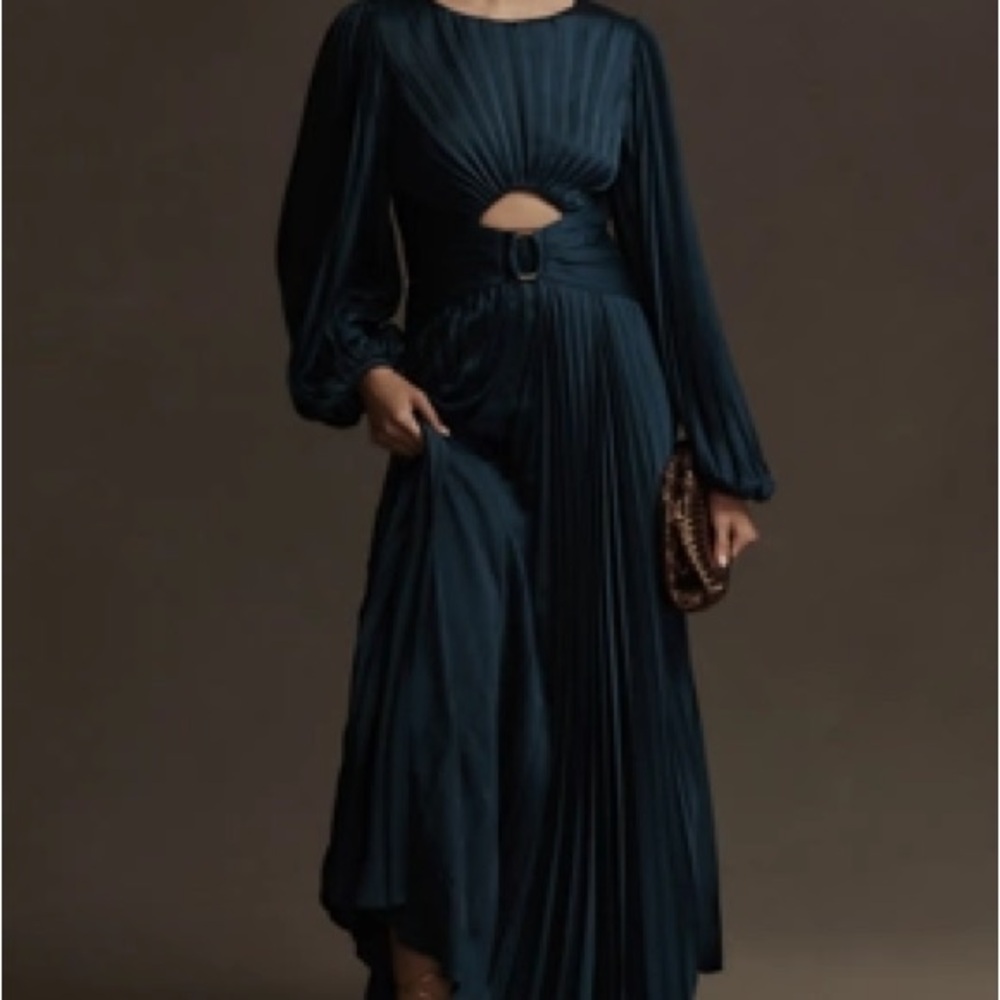 Acler Dark Teal Long Sleeve Dress
